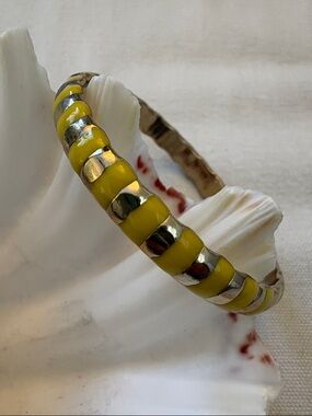 Yellow and Gold Enamel Bangle Bracelet